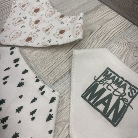 3 Pk Of Bibs Mams Little Man/Trees/Bears