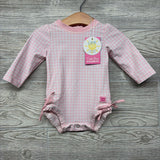 NEW LS Gingham Swimsuit Ruffles 6-12M