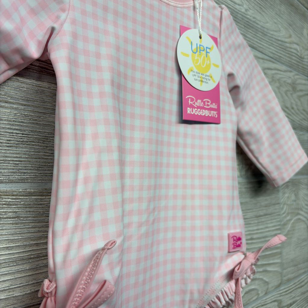 NEW LS Gingham Swimsuit Ruffles 6-12M