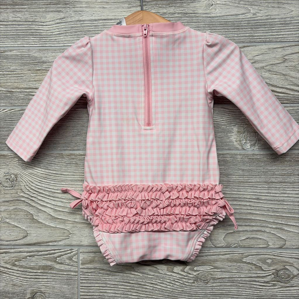 NEW LS Gingham Swimsuit Ruffles 6-12M