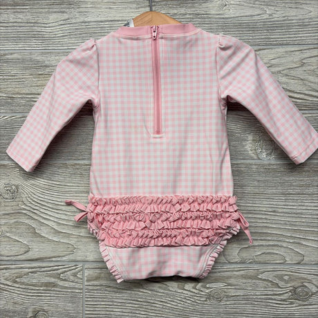 NEW LS Gingham Swimsuit Ruffles 6-12M
