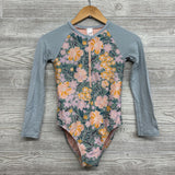 1/4 Zip LS Swimsuit Flowers 10-12
