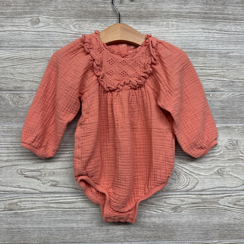 Muslin LS Romper Ruffles 18M