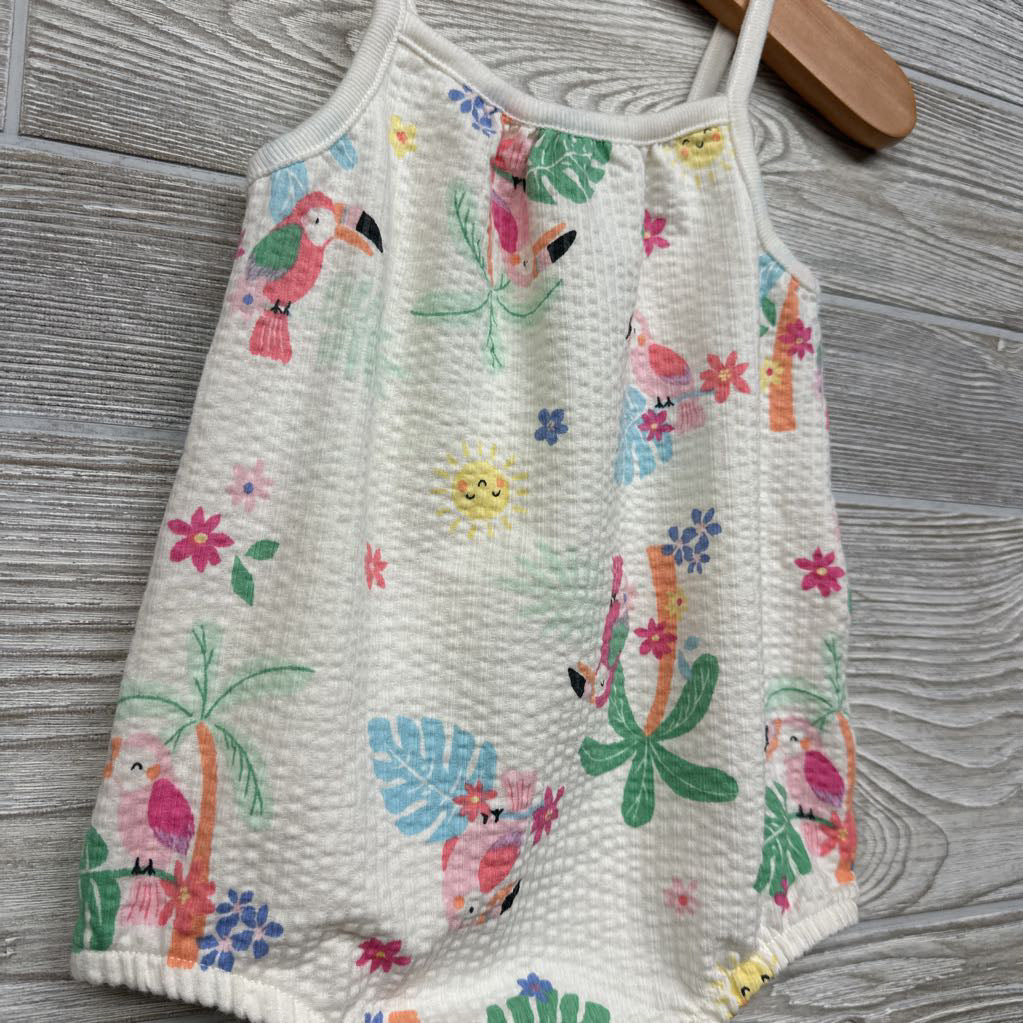Textured Tank Romper Birds, Sun 18M