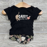 Bodysuit Daddy Loves Me & Shorts Leopard & Leaves 0-3M