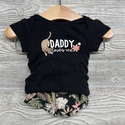 Bodysuit Daddy Loves Me & Shorts Leopard & Leaves 0-3M
