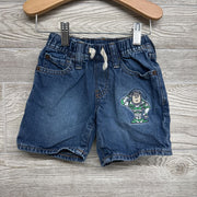 Drawstring Pull On Denim Shorts Embroidered Buzz Lightyear 2t