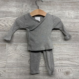 LS Ribbed Side Snap Shirt & Footed Pants W/ Hat 0-3M