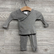 LS Ribbed Side Snap Shirt & Footed Pants W/ Hat 0-3M