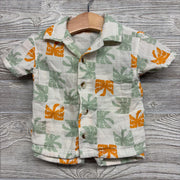Gauze Button Up Shirt & Shorts Palm Trees 6-12M