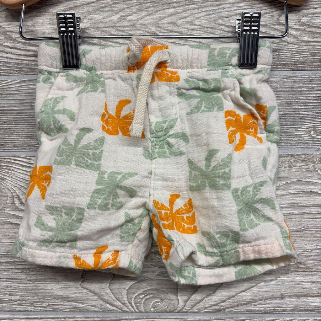 Gauze Button Up Shirt & Shorts Palm Trees 6-12M