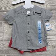 NEW Button Up Shirt Stripes & Pull On Shorts 9M