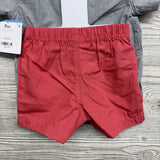 NEW Button Up Shirt Stripes & Pull On Shorts 9M