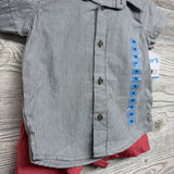 NEW Button Up Shirt Stripes & Pull On Shorts 9M