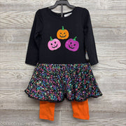 NEW LS Dress Pumpkins Sequins & Leggings 3T