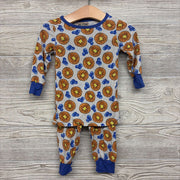 2 Pc LS Bamboo PJs Waffles Blueberries 12-18M