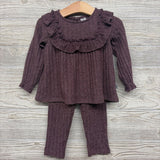 LS Ribbed Hacci Shirt Ruffle & Leggings 18M