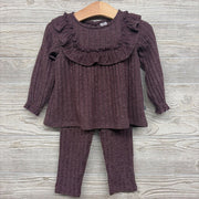 LS Ribbed Hacci Shirt Ruffle & Leggings 18M