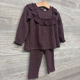 LS Ribbed Hacci Shirt Ruffle & Leggings 18M