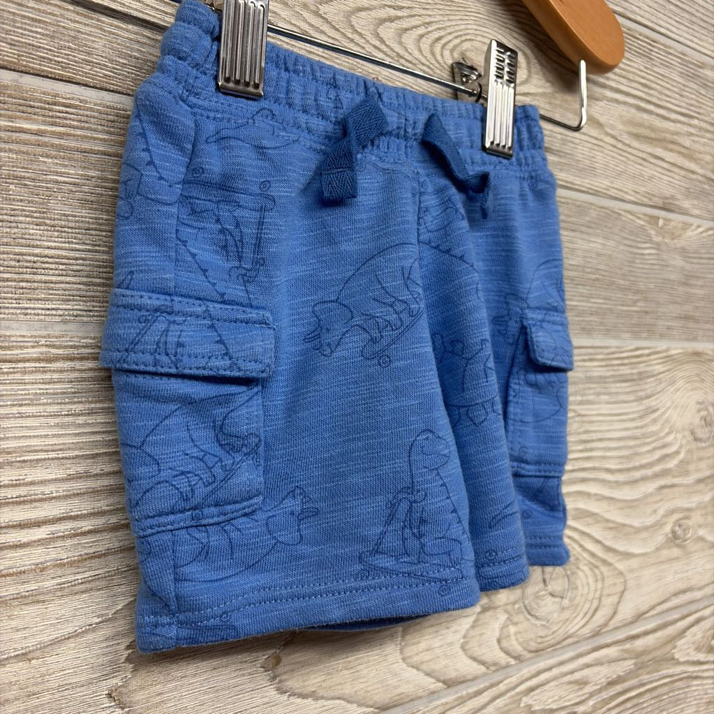 French Terry Cargo Shorts Dinosaurs Skateboarding 0-3M