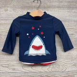 LS Swim Shirt Shark & Swim Trunks Stripes 6M