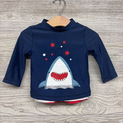 LS Swim Shirt Shark & Swim Trunks Stripes 6M
