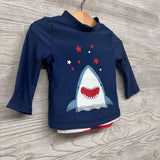 LS Swim Shirt Shark & Swim Trunks Stripes 6M