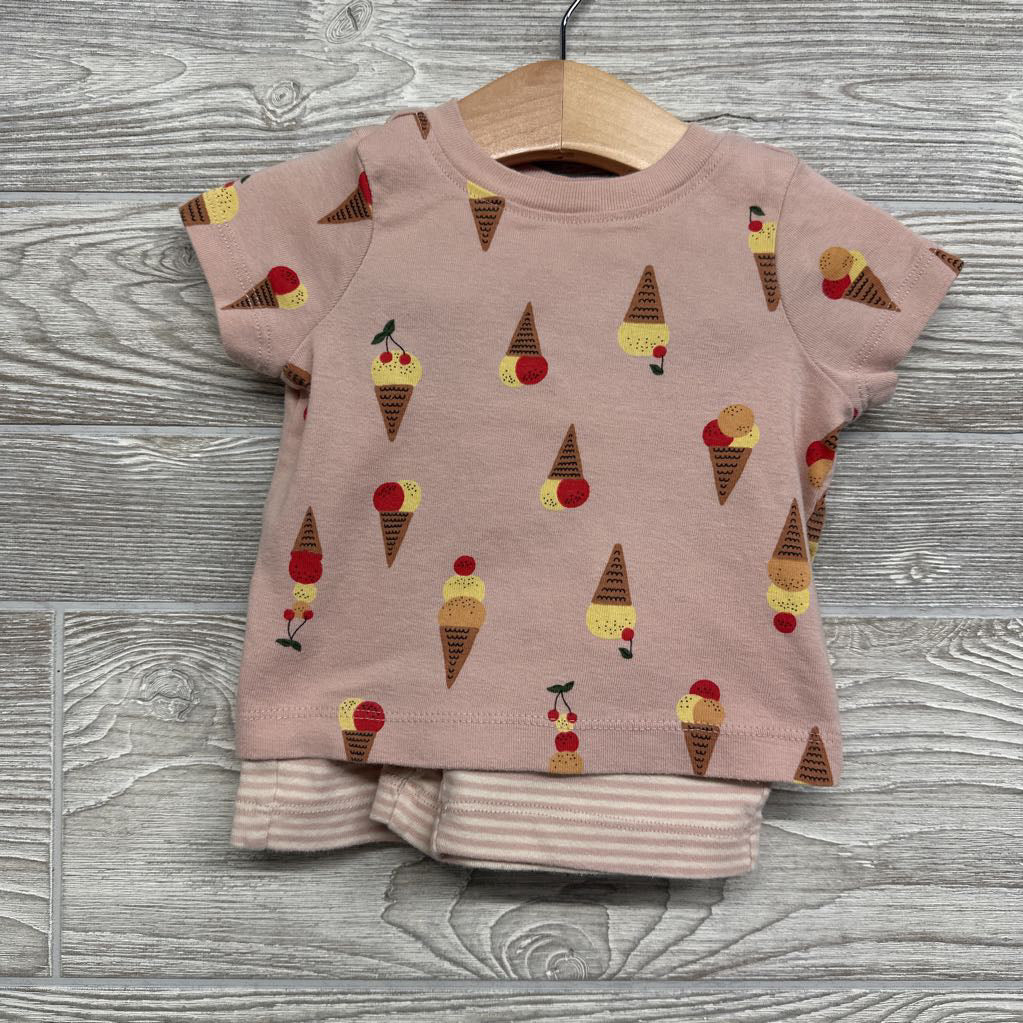 2 Pc PJs Ice Cream Cones Stripes 3-6M