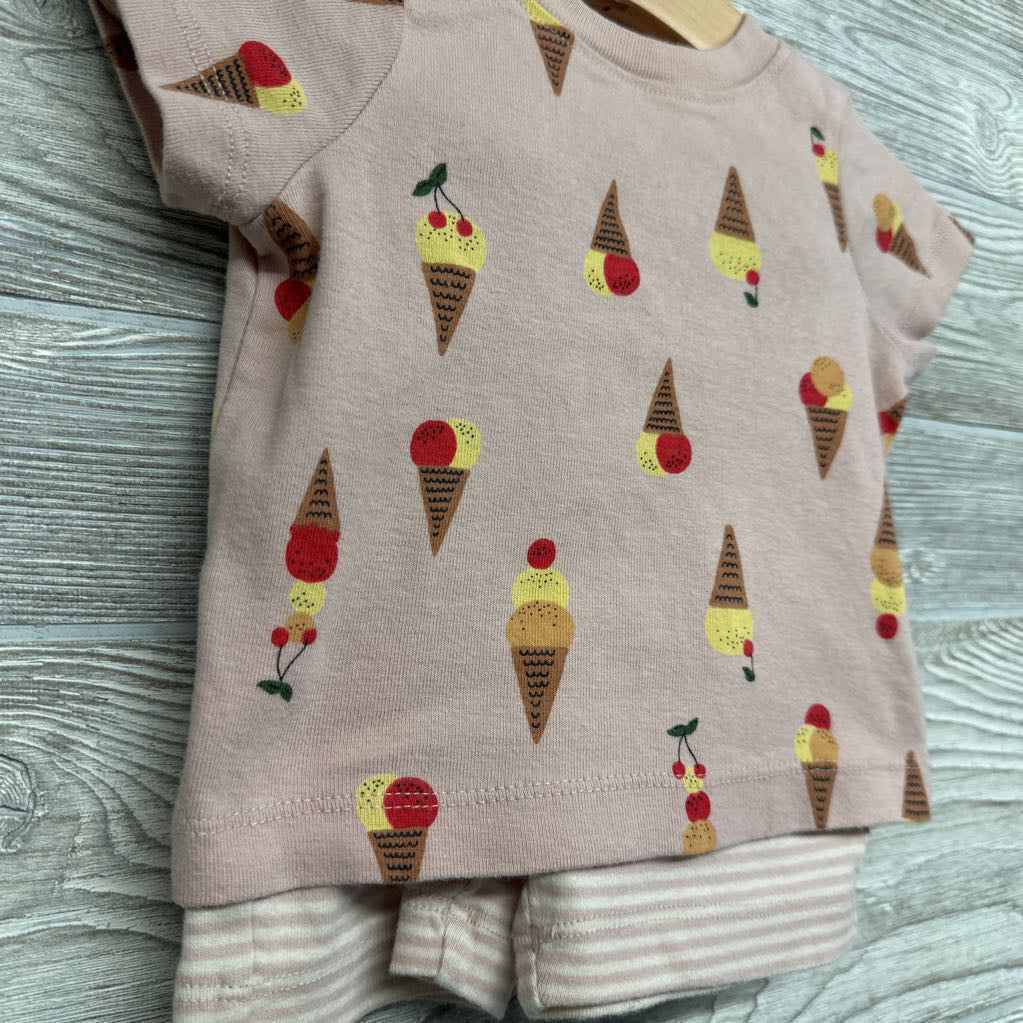 2 Pc PJs Ice Cream Cones Stripes 3-6M