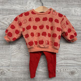 Crewneck & Ribbed Leggings Apples 3-6M
