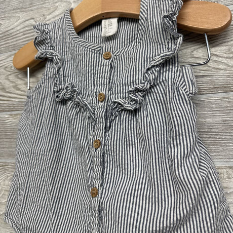 Textured Button Up Flutter Sleeve Shirt & Shorts Stripes 12M