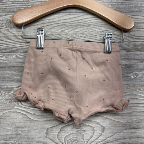 Ribbed Shorts Ruffle Trim Flowers 4T