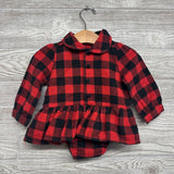 Flannel Buffalo Plaid Button Up Peplum Shirt 9-12M