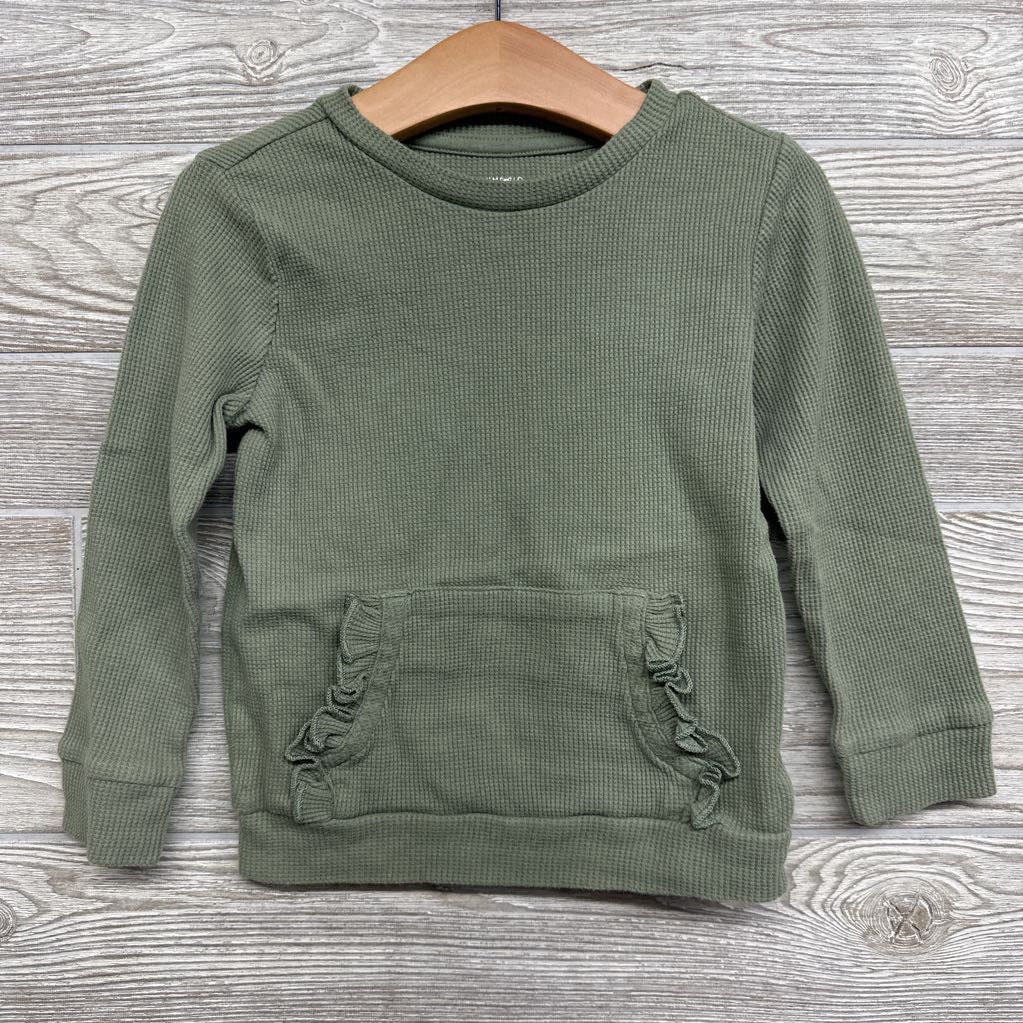 Waffle Knit Shirt Ruffle Pocket 3t