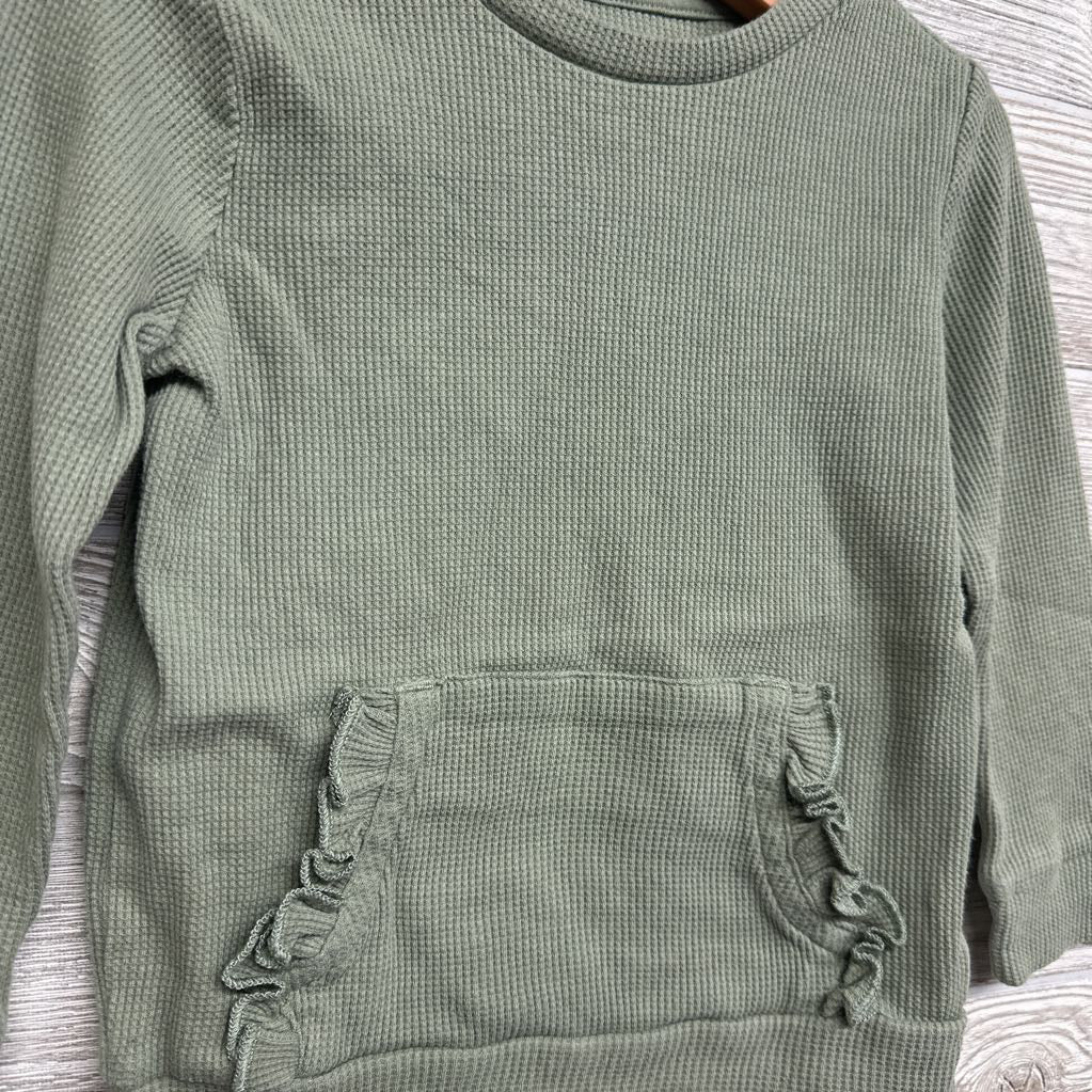 Waffle Knit Shirt Ruffle Pocket 3t
