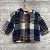Plaid Fleece Button Up Shirt W/ Hood 9-12M