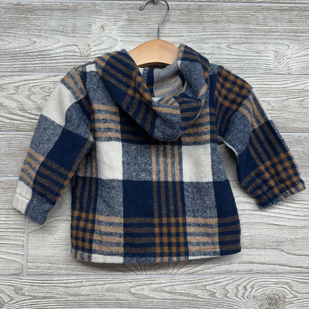 Plaid Fleece Button Up Shirt W/ Hood 9-12M