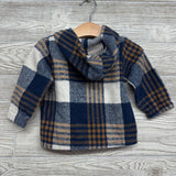Plaid Fleece Button Up Shirt W/ Hood 9-12M