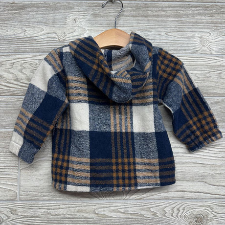 Plaid Fleece Button Up Shirt W/ Hood 9-12M