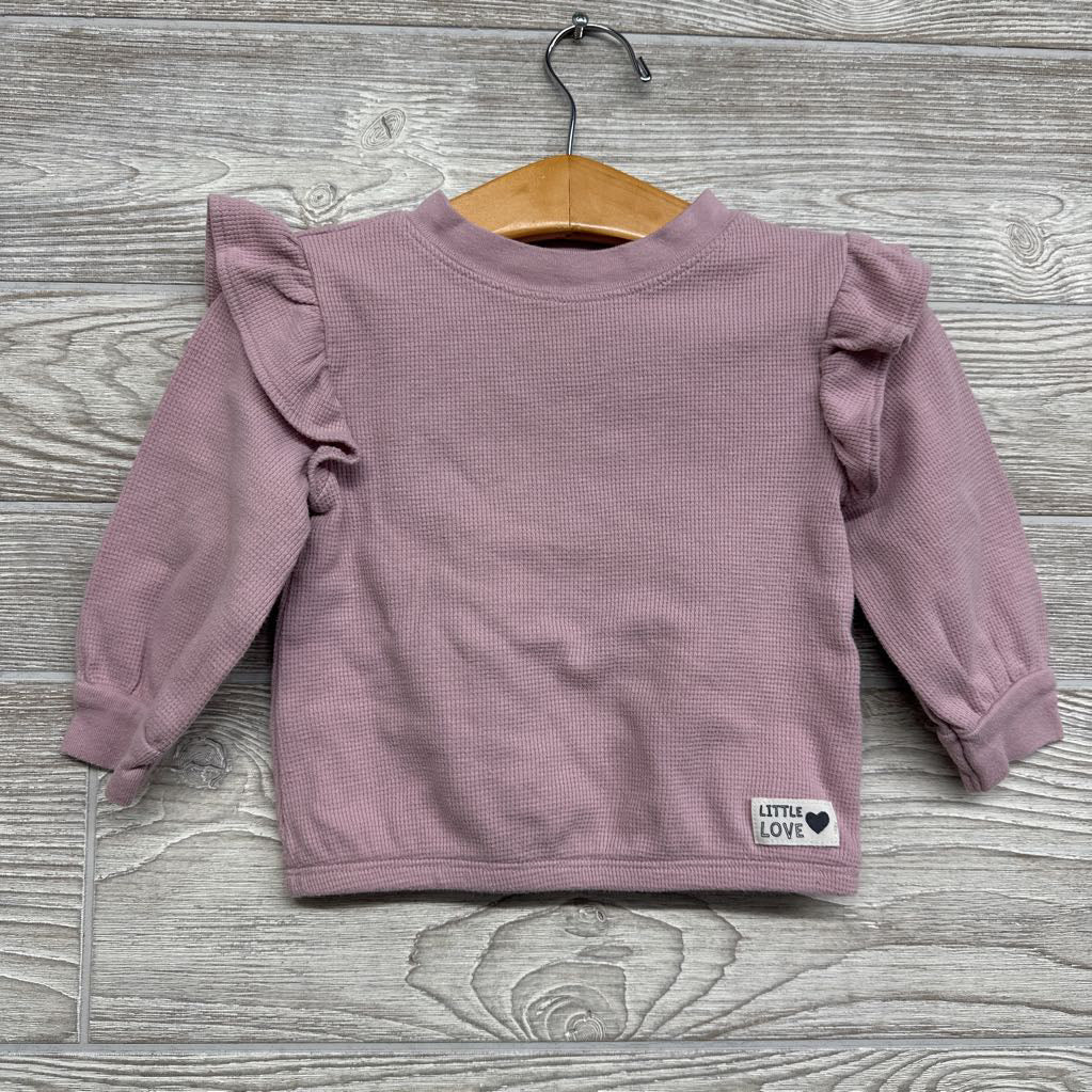 LS Waffle Knit Shirt Flutter Sleeve 18M