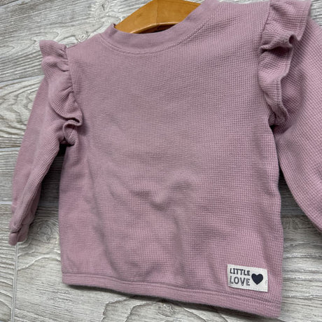 LS Waffle Knit Shirt Flutter Sleeve 18M