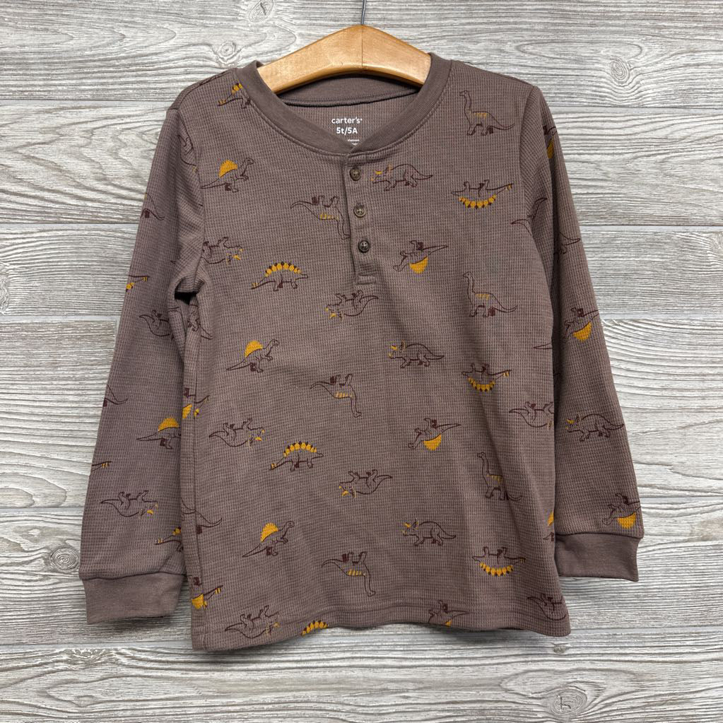 LS Waffle Knit Shirt Dinosaurs 5T