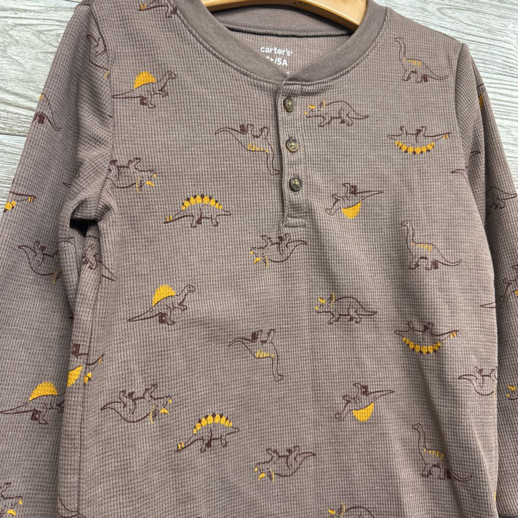 LS Waffle Knit Shirt Dinosaurs 5T