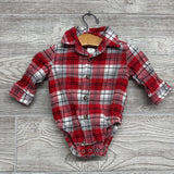 LS Plaid Button Up Bodysuit 3M