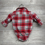 LS Plaid Button Up Bodysuit 3M