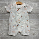 Button Up Shorty Romper Sailboats Beach Houses 6-9M