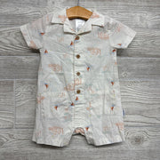 Button Up Shorty Romper Sailboats Beach Houses 6-9M