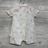 Button Up Shorty Romper Sailboats Beach Houses 6-9M