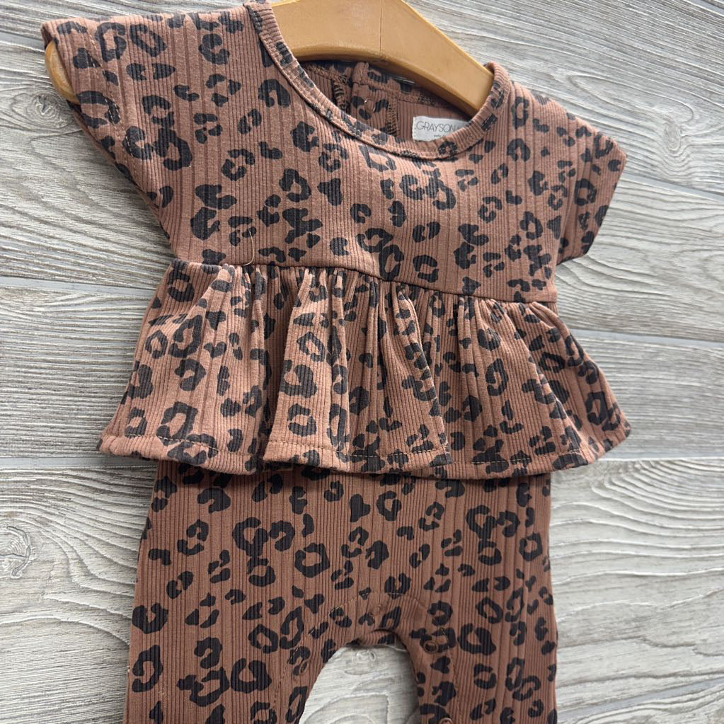Ribbed Skirted Outfit Animal Print NB