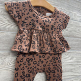 Ribbed Skirted Outfit Animal Print NB